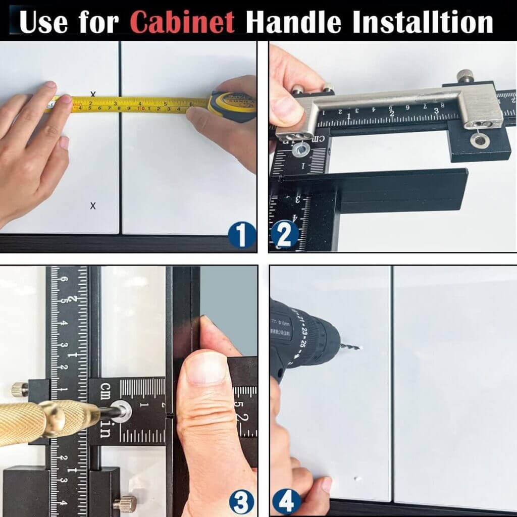 KingCharles Cabinet Hardware Jig, Cabinet Handle Jig with Automatic Center Punch, Cabinet Jig for Handles and Pulls on Drawers/Cabinets, Cabinet Hardware Template Tool Perfect Set.