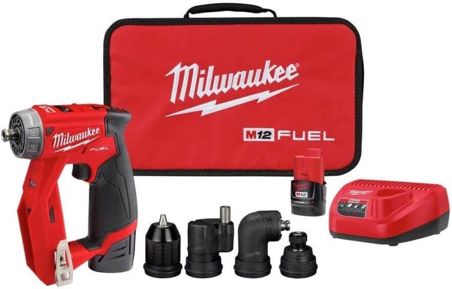 Milwaukee 2505-22 M12 Fuel Installation Drill/Driver Kit, Compact, Forward/Reverse Switch, Keyless Chuck, LED Light, Variable Speed