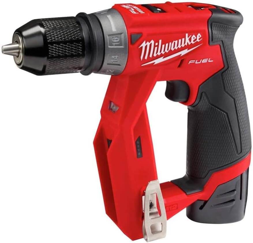 Milwaukee 2505-22 M12 Fuel Installation Drill/Driver Kit, Compact, Forward/Reverse Switch, Keyless Chuck, LED Light, Variable Speed